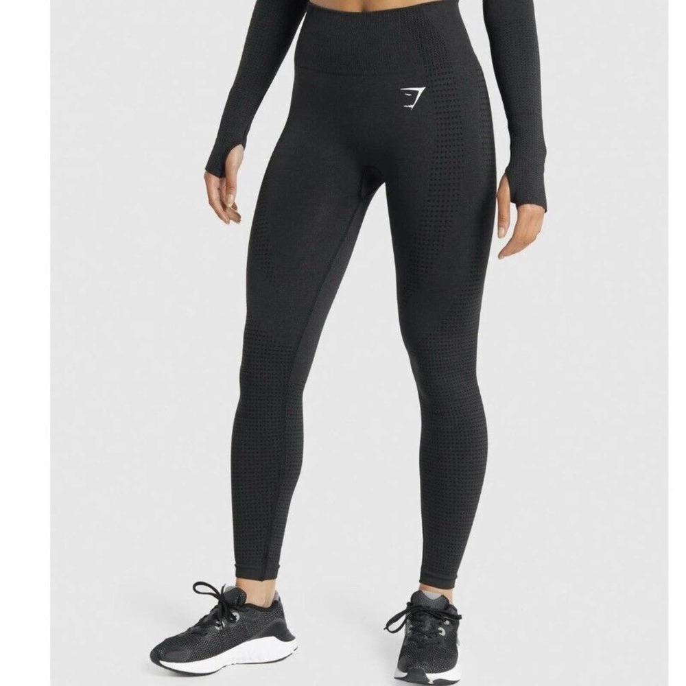 Gymshark Flex High Waisted Black Seamless Leggings Women Size Small Logo Yoga